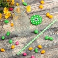 Бутыль стеклянная с крышкой и трубочкой &laquo;Соты&raquo;, 300 мл, 6,5&times;15,5 см, цвет МИКС