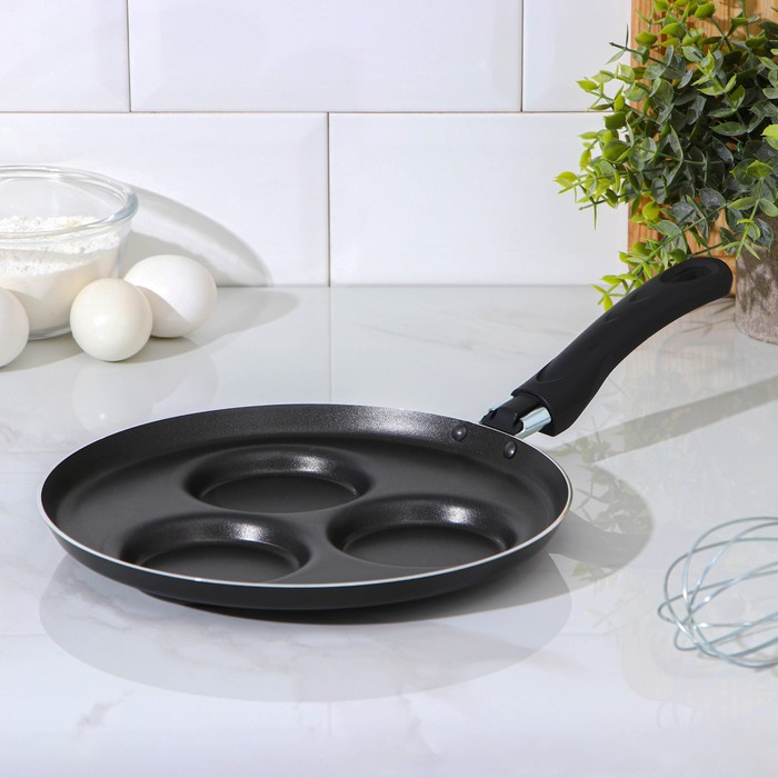 Сковорода &laquo;Хит&raquo;, d=24 см, порционная, антипригарное покрытие, цвет чёрный