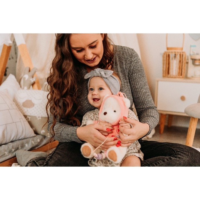 Подарочный набор: мягкая игрушка «Медвежонок» + держатель для пустышки, 23 см, розовый Подарочный набор: мягкая игрушка «Медвежонок» + держатель для пустышки, 23 см, розовый