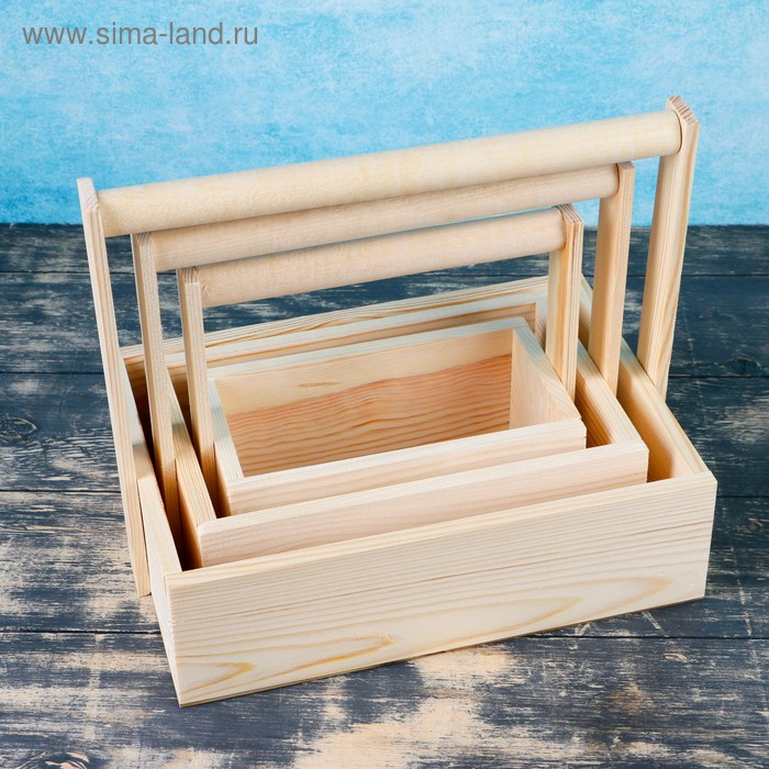Кашпо деревянное 30&times;26&times;21 см Элегант "Классик", 3 в 1, с ручкой, натуральный Дарим Красиво