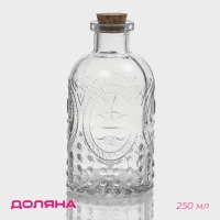 Банка стеклянная для хранения сыпучих продуктов Доляна &laquo;Парфе. Династия&raquo;, 250 мл, 6,5&times;13 см, с пробковой крышкой