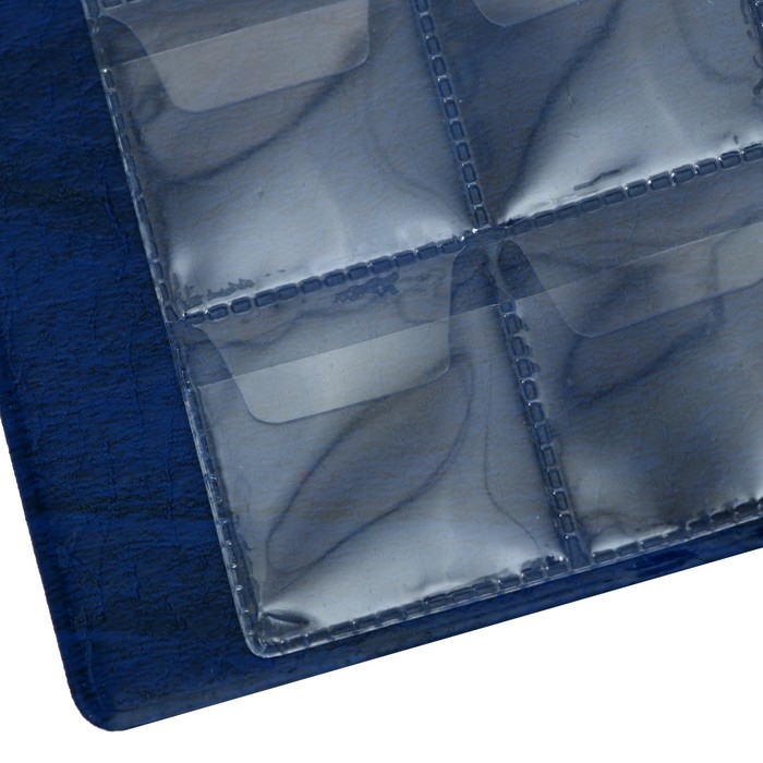 Альбом для монет 125 х 185 мм Calligrata, на 192 монеты, ячейка 26 х 29 мм, 8 листов, обложка искусственная кожа, синий