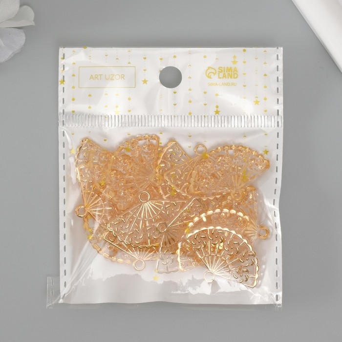 Декор для творчества пластик Декор для творчества пластик "Веер прозрачно-золотой" набор 20 шт 3х2,1 см