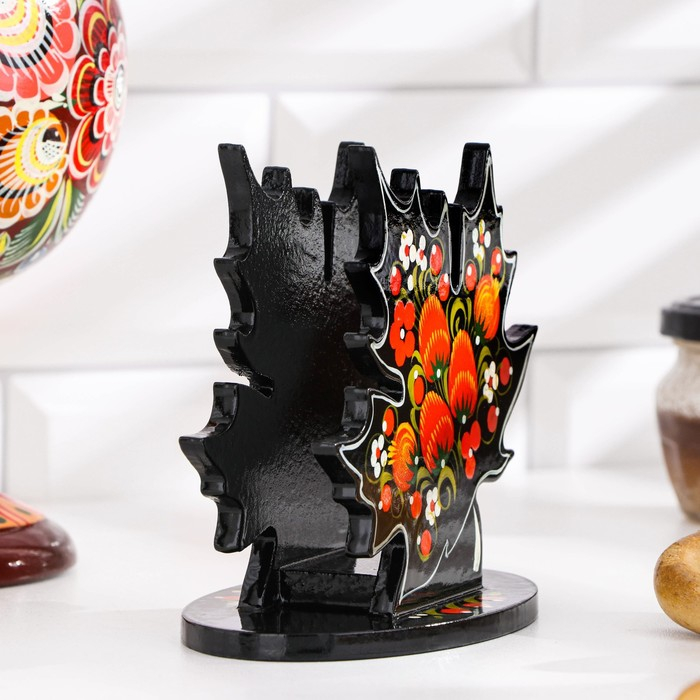 Салфетница &laquo;Клён&raquo;, 12х12 см, хохлома