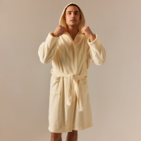 Халат махровый с капюшоном мужской SL HOME: Basic "Айвори", размер S, 100% хлопок, 420 г/м2 Халат махровый с капюшоном мужской SL HOME: Basic "Айвори", размер S, 100% хлопок, 420 г/м2