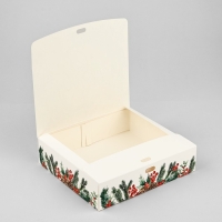 Коробка подарочная новогодняя складная &laquo;Новогодняя акварель&raquo;, тиснение, 20 х 18 х 5 см, Новый год