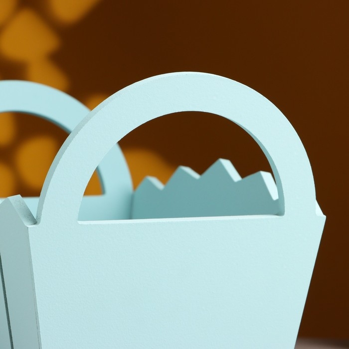 Кашпо деревянное 25&times;16&times;17 см "Мария", ручки боковые, МДФ, Серо-голубой