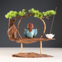 Сувенир дерево, фарфор "Маленький Будда в голубом" с подставкой для благовонии 35х35х9,5 см Сувенир дерево, фарфор "Маленький Будда в голубом" с подставкой для благовонии 35х35х9,5 см