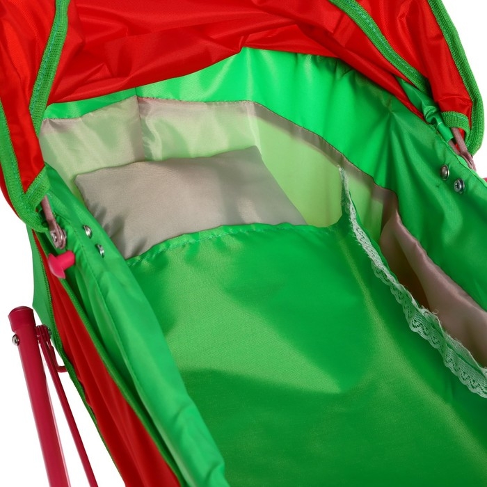 Коляска кукольная №4, цвет красно-зелёный Коляска кукольная №4, цвет красно-зелёный