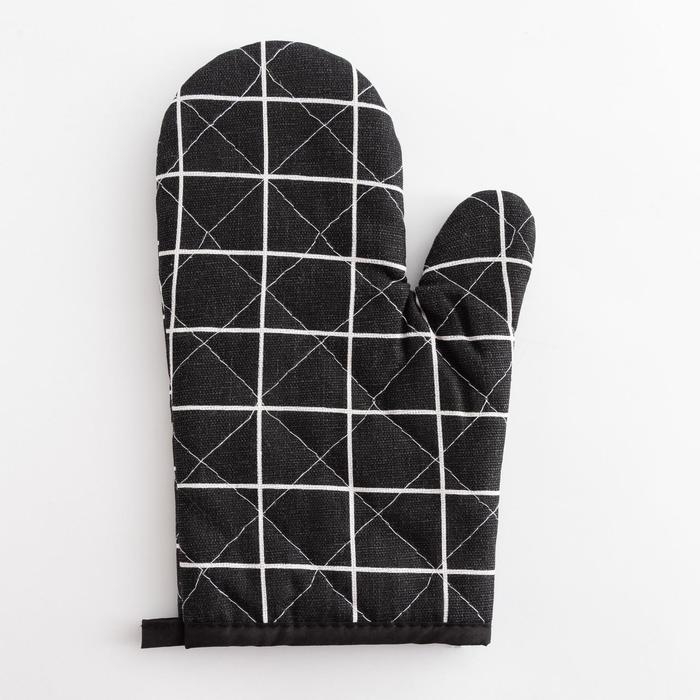 Варежка Доляна Варежка Доляна "Клетка" цв.черный 26*16 см, 100% п/э