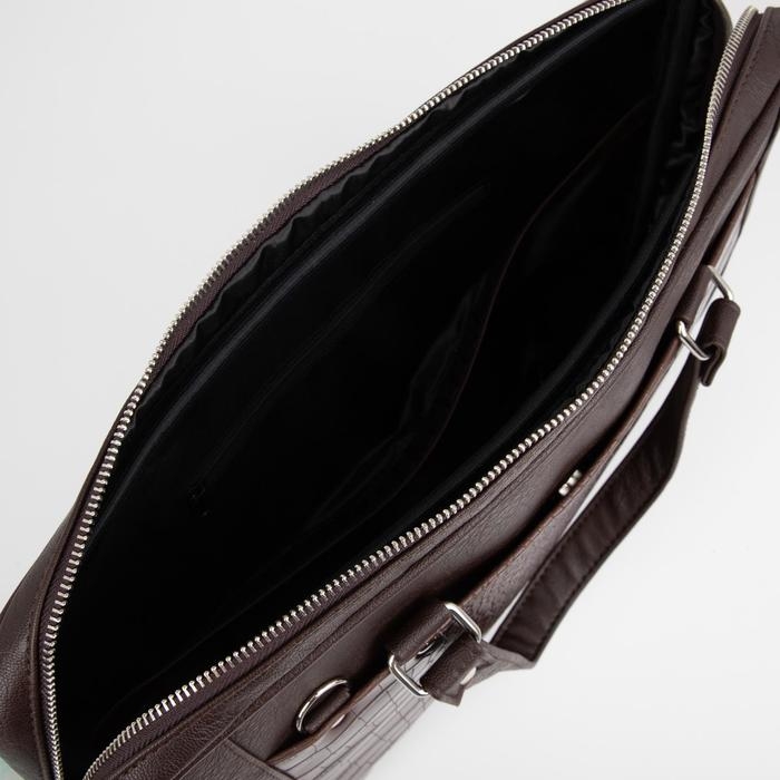 Сумка женская El Masta на молнии, 2 наружных кармана, длинный ремень, цвет тёмно-коричневый