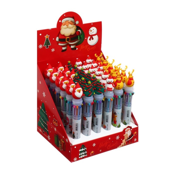 Новый год. Ручка шариковая автоматическая Calligrata, 10 цветов, МИКС Новый год. Ручка шариковая автоматическая Calligrata, 10 цветов, МИКС