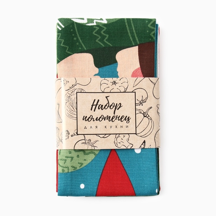 Набор кухонных полотенец Доляна &laquo;Время теплых объятий&raquo;, 35х60 см-4шт., 100% хлопок, 160 г/м2