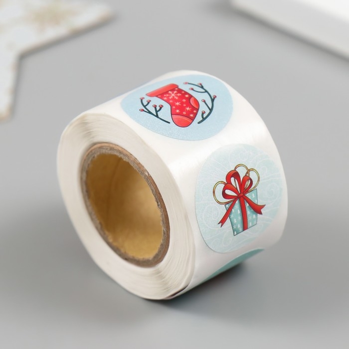 Наклейка бумага "Лисёнок" d=2,5 см 252 шт в рулоне