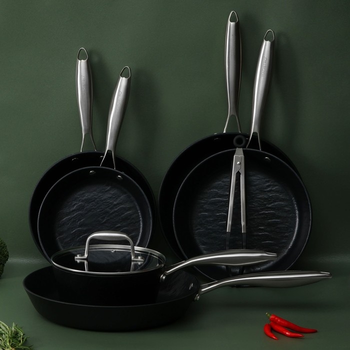 Сковорода Magistro Rock Stone, d=20 см, h=4 см, антипригарное покрытие, индукция, цвет чёрный Сковорода Magistro Rock Stone, d=20 см, h=4 см, антипригарное покрытие, индукция, цвет чёрный