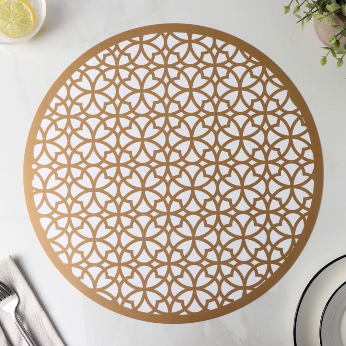 Салфетка сервировочная на стол «Шарм», 38×38 см, цвет металлик коричневый Салфетка сервировочная на стол «Шарм», 38×38 см, цвет металлик коричневый