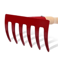 Малые прямые грабли, 6 зубцов, длина 31 см, металл, деревянная ручка Малые прямые грабли, 6 зубцов, длина 31 см, металл, деревянная ручка