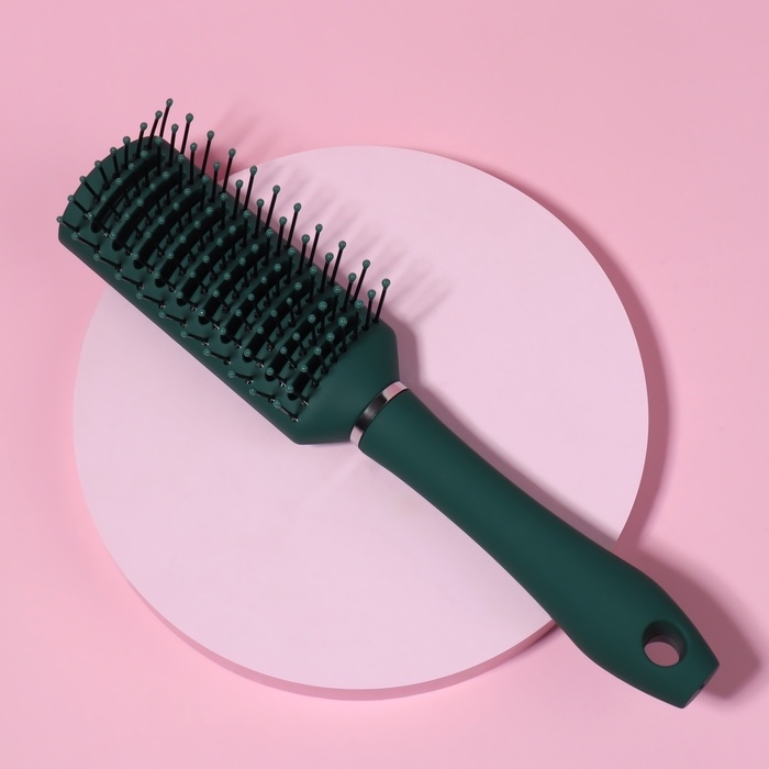 Расчёска массажная, вентилируемая, 5,5 &times; 23 см, цвет зелёный