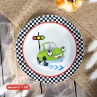 Набор детской посуды из керамики Доляна &laquo;Светофор&raquo;, 3 предмета: кружка 230 мл, миска 400 мл, тарелка d=18 см