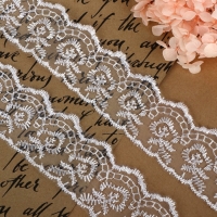 Кружево органза, 40 мм &times; 9 &plusmn; 0,5 м, цвет белый