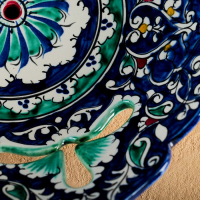 Фруктовница Риштанская Керамика "Узоры", 25 см, синяя Фруктовница Риштанская Керамика "Узоры", 25 см, синяя