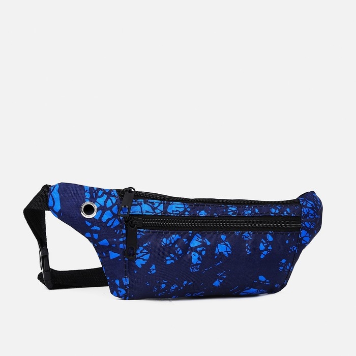 Поясная сумка на молнии, наружный карман, разъем для USB, цвет синий Поясная сумка на молнии, наружный карман, разъем для USB, цвет синий