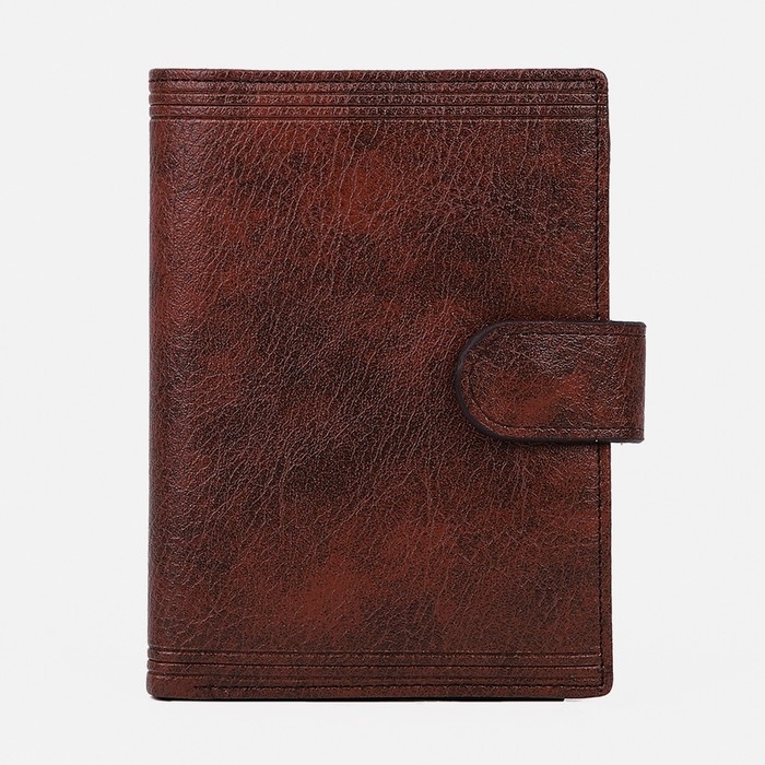 Портмоне мужское на кнопке, 3 в 1, для автодокументов, паспорта, карт, купюр, цвет коричневый Портмоне мужское на кнопке, 3 в 1, для автодокументов, паспорта, карт, купюр, цвет коричневый