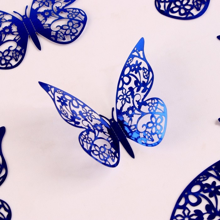 Набор топперов &laquo;Бабочки&raquo;, 12 штук, цвет синий