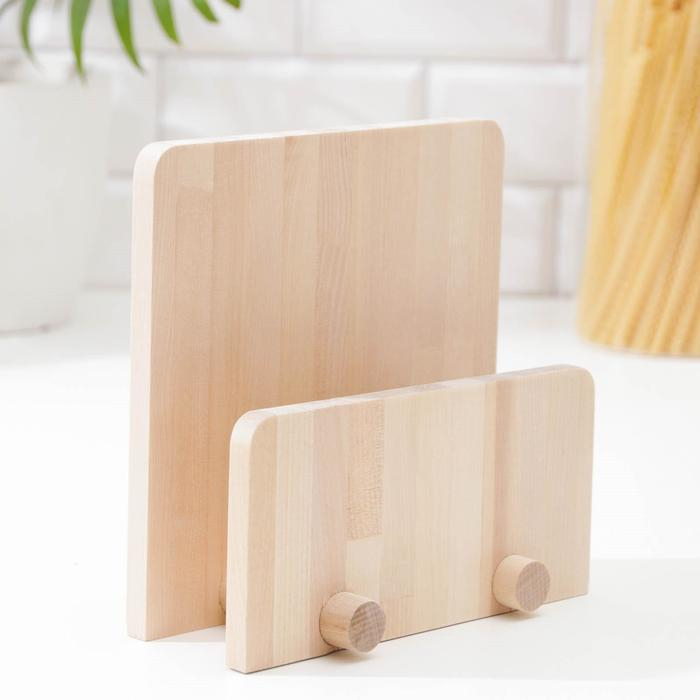 Нaбор разделочных досок на подставке Доляна, 3 шт: 35&times;22 см, 32&times;20 см, 31&times;18 см, массив берёзы