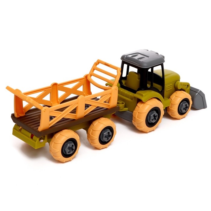 Конструктор винтовой &laquo;Трактор с прицепом&raquo;, с отвёрткой, и аксессуарами