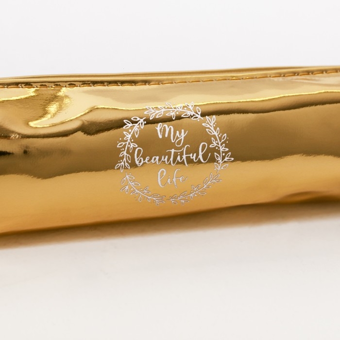 Пенал мягкий 1 отделение, 80 х 190 х 30 мм, кожзам зеркальный Пенал мягкий 1 отделение, 80 х 190 х 30 мм, кожзам зеркальный "My beautiful life" золотой