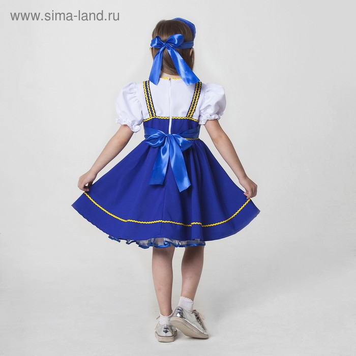Костюм русский народный, платье, кокошник, рост 122-128 см, 6-7 лет, цвет синий Костюм русский народный, платье, кокошник, рост 122-128 см, 6-7 лет, цвет синий