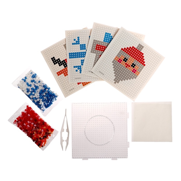 Термомозаика на новый год «Дед Мороз» с пинцетом, новогодний набор для творчества Термомозаика на новый год «Дед Мороз» с пинцетом, новогодний набор для творчества