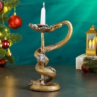 Новый год. Символ 2025. Подсвечник новогодний "Мак и змея" 11х14х24см, золото Новый год. Символ 2025. Подсвечник новогодний "Мак и змея" 11х14х24см, золото