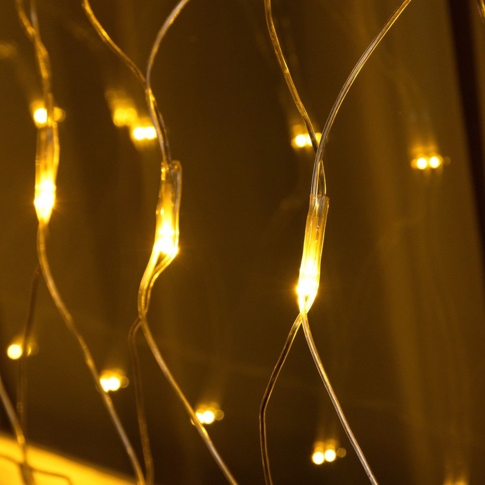 Гирлянда «Сеть» 1.2 × 1.5 м, IP44, УМС, прозрачная нить, 36 LED, свечение тёплое белое, мерцание белым 24 В Гирлянда «Сеть» 1.2 × 1.5 м, IP44, УМС, прозрачная нить, 36 LED, свечение тёплое белое, мерцание белым 24 В