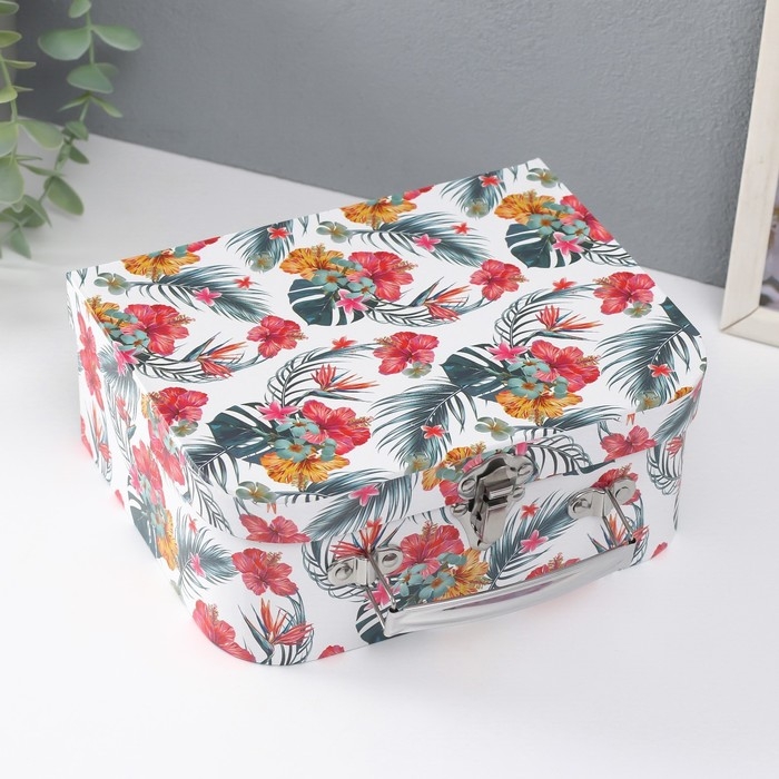 Шкатулка картон сундучок "Тропики" набор 3 шт 29,5х21,5х9,6 24,5х18,5х9 19,5х15,5х8,2 см