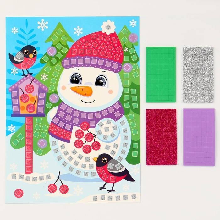 Набор для творчества. Аппликация &laquo;Снеговик&raquo; 4 цв., 200 элементов