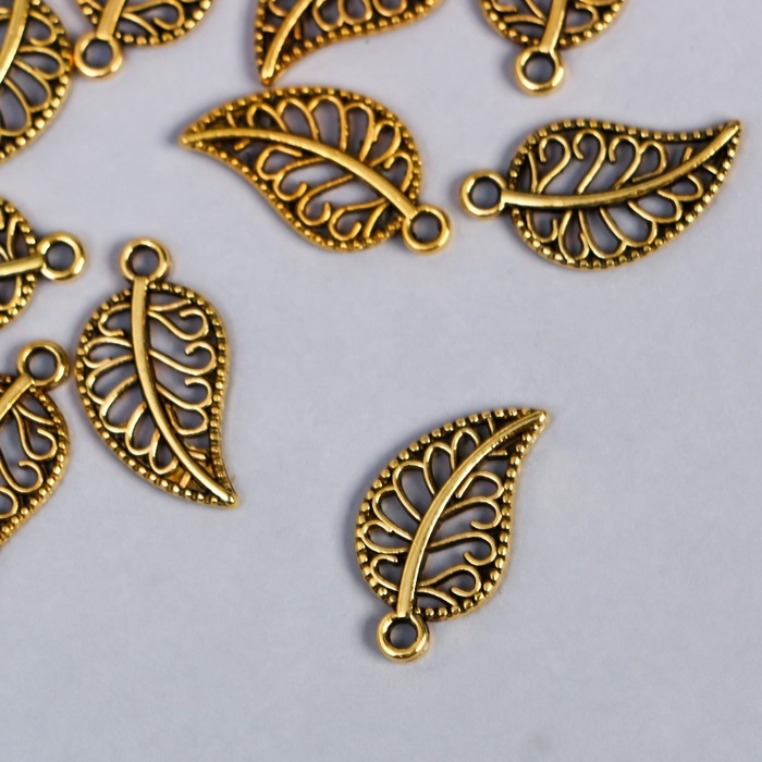 Декор металл для творчества Декор металл для творчества "Золотой ажурный листик" набор 16 шт 1,8х1 см