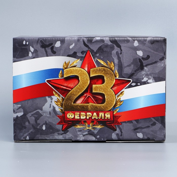 Коробка подарочная сборная, упаковка, &laquo;23 февраля&raquo;, 22 х 15 х 10 см