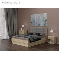 Кровать двуспальная Оливия 1600х2000 с ПМ и орт.основанием дуб сонома/какао рогожка