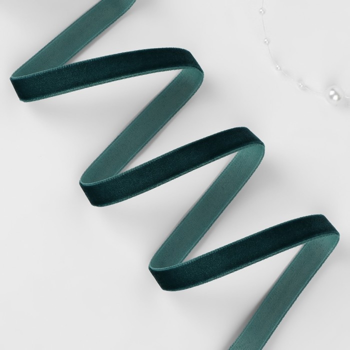 Лента бархатная, 10 мм, 18 &plusmn; 1 м, цвет изумрудный №34