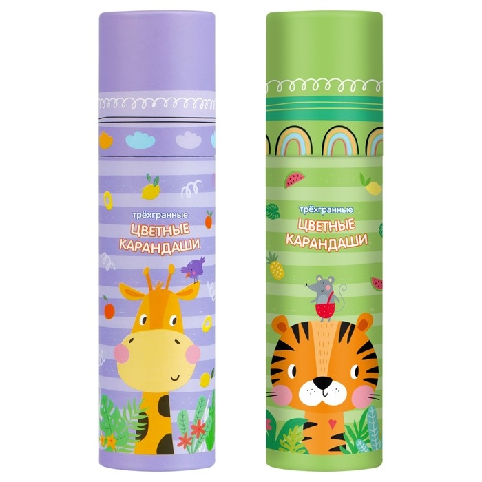 Карандаши 24 цвета Мульти-Пульти Карандаши 24 цвета Мульти-Пульти "Друзья енота", трёхгранные, заточенные, в тубусе