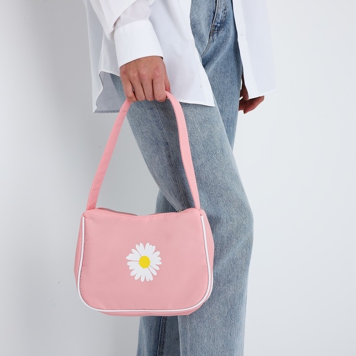 Сумка молодёжная на молнии, цвет розовый