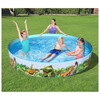 Бассейн Dinosaur Fill'N Fun, жёсткий борт, 244 х 46 см, 55001 Bestway Бассейн Dinosaur Fill'N Fun, жёсткий борт, 244 х 46 см, 55001 Bestway