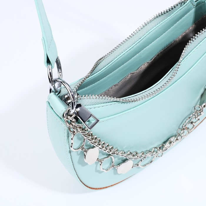 Сумка-багет на молнии, цвет голубой