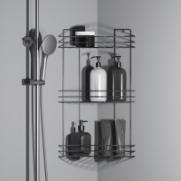 Полка для ванной угловая 3-х ярусная, 19&times;19&times;41 см, цвет хром