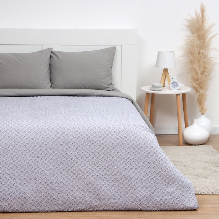 Покрывало LoveLife Tufting: Квадрат цв.серо-сиреневый, 150*220&plusmn;5см, микрофайбер, 100%  п/э