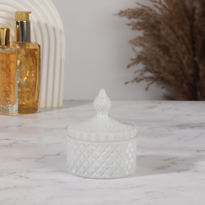 Органайзер для хранения, 1 секция, с крышкой, d = 8,3 &times; 10,5 см, цвет белый