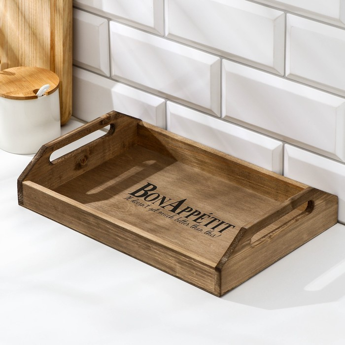 Поднос деревянный с декором Доляна, с покрытием, 30&times;20&times;6 см, сосна