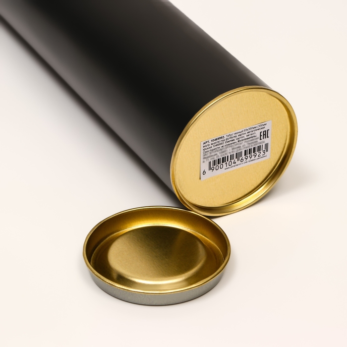 Тубус 63х350 мм (330 мм внутр. высота), под футболку, черная, картон, металлическая крышка Тубус 63х350 мм (330 мм внутр. высота), под футболку, черная, картон, металлическая крышка